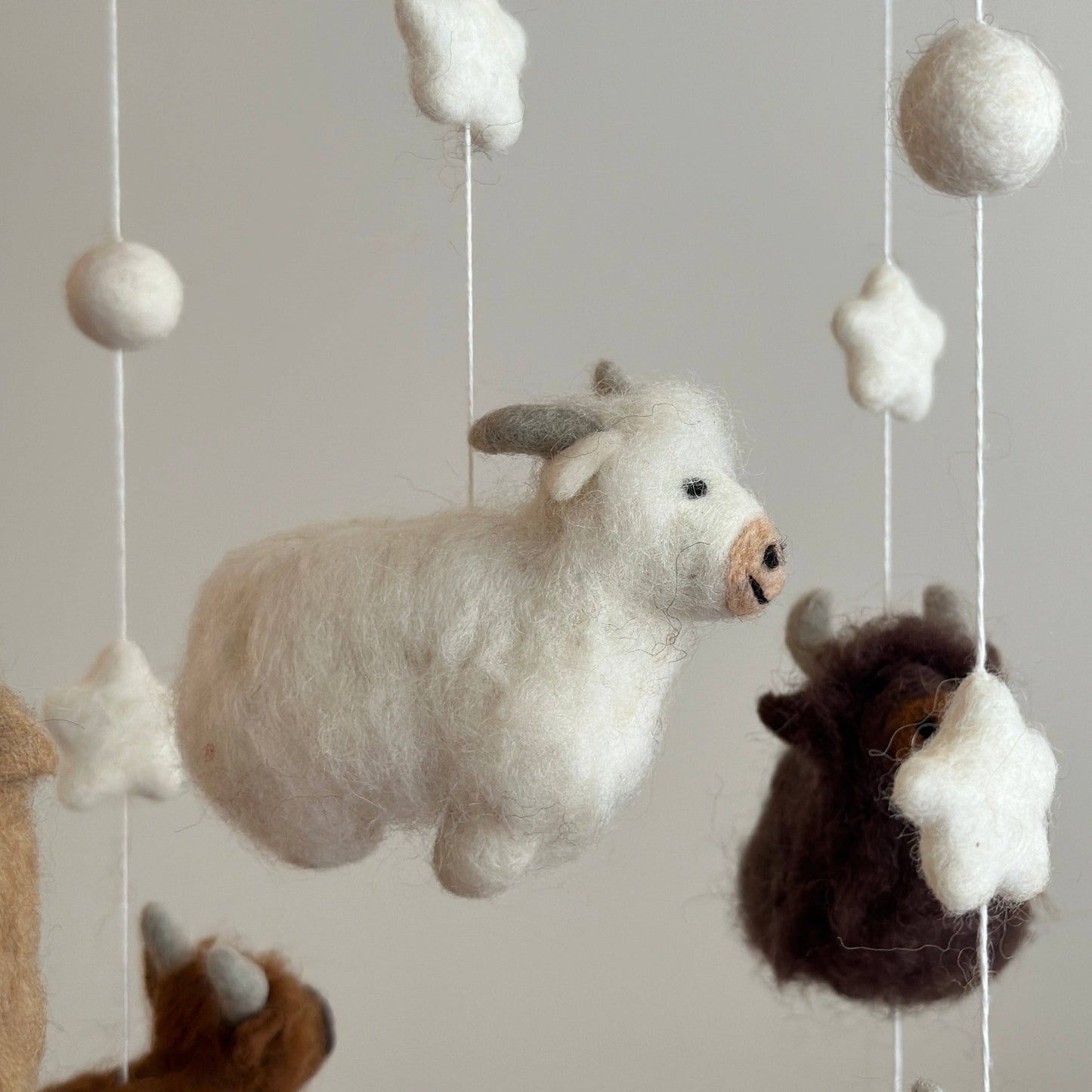 Highland Cow Felt Baby Mobile