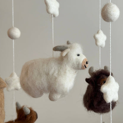 Highland Cow Felt Baby Mobile