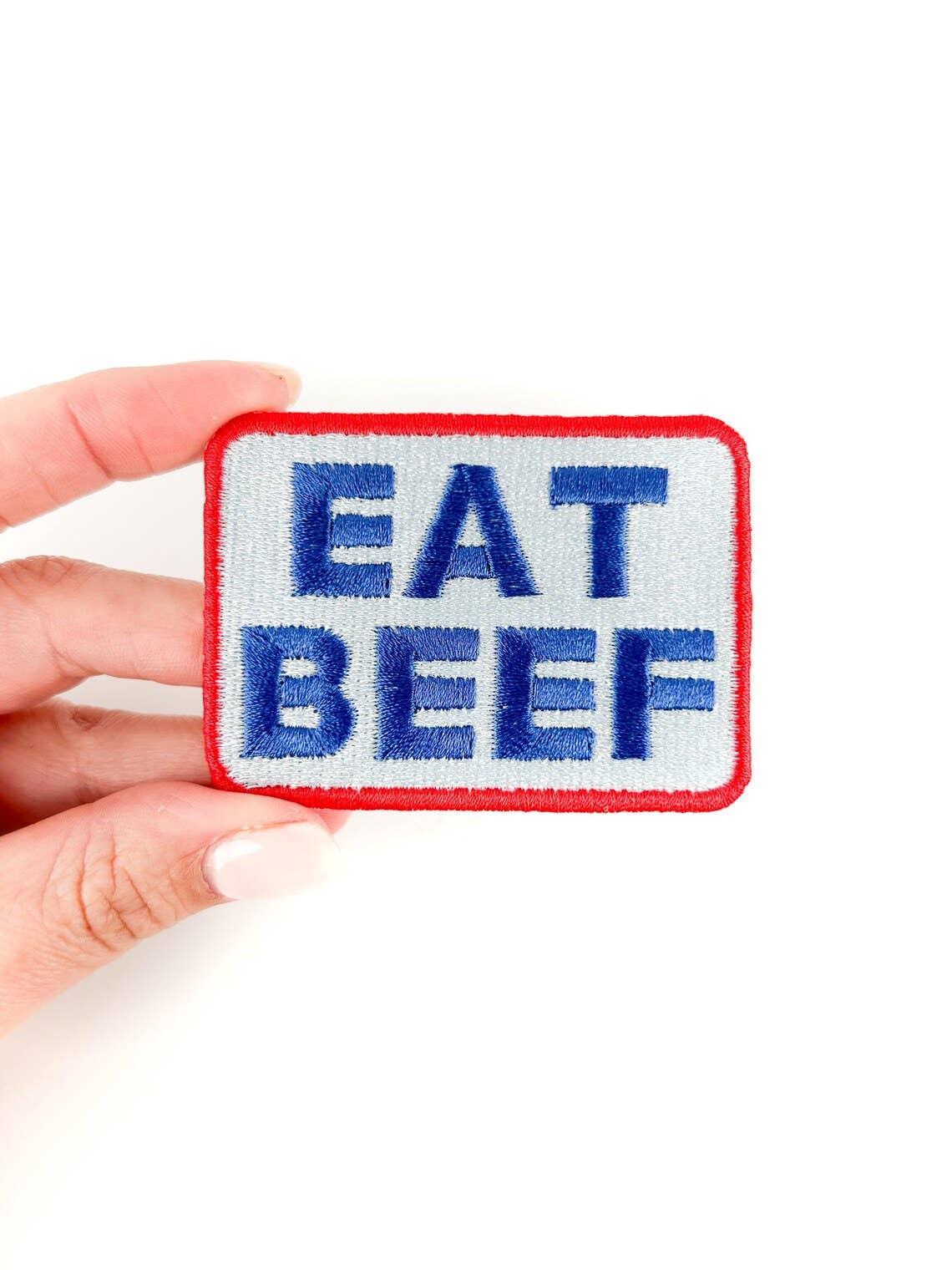 'Eat Beef' Embroidered Iron-On Patch