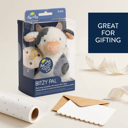 *NEW* Bitzy Pal Natural Rubber Pacifier & Plush Cow - American Farm Company