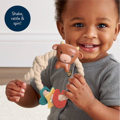 Ritzy Rattle™ Highland Cow Silicone Teether Rattle - American Farm Company