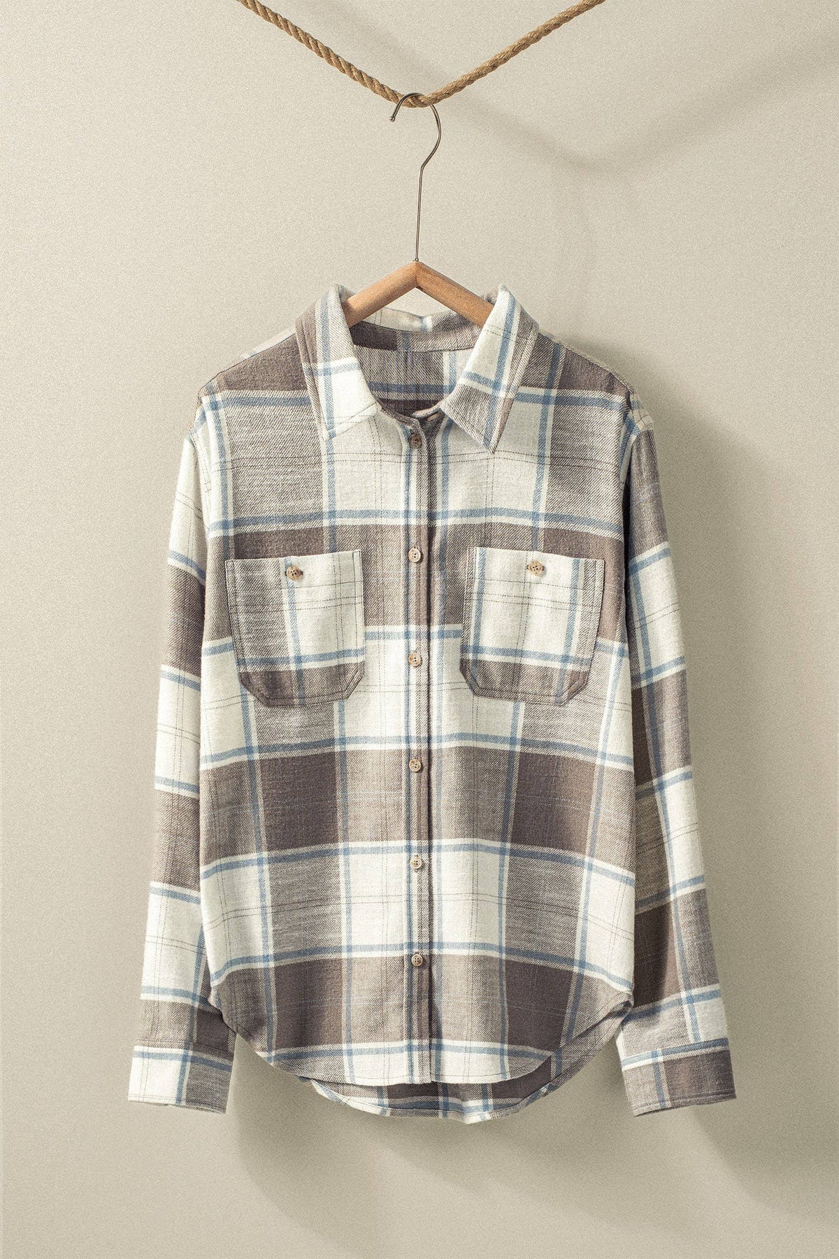 Western Plaid Button-Up Relaxed Fit Shirt