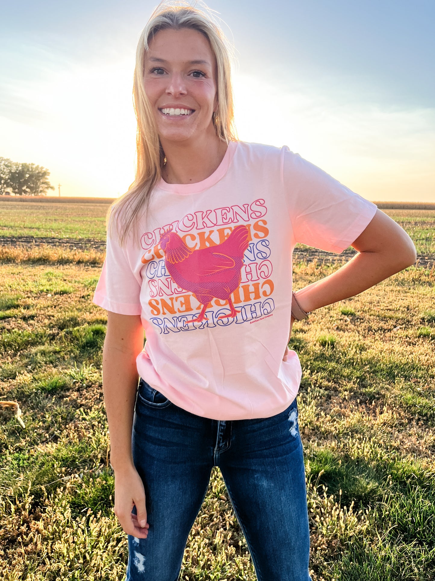 Chickens, Chickens, Chickens Pink Tee - American Farm Company