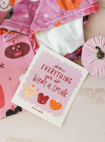 'Wear a Smile' Pumpkin Swedish Dishcloth