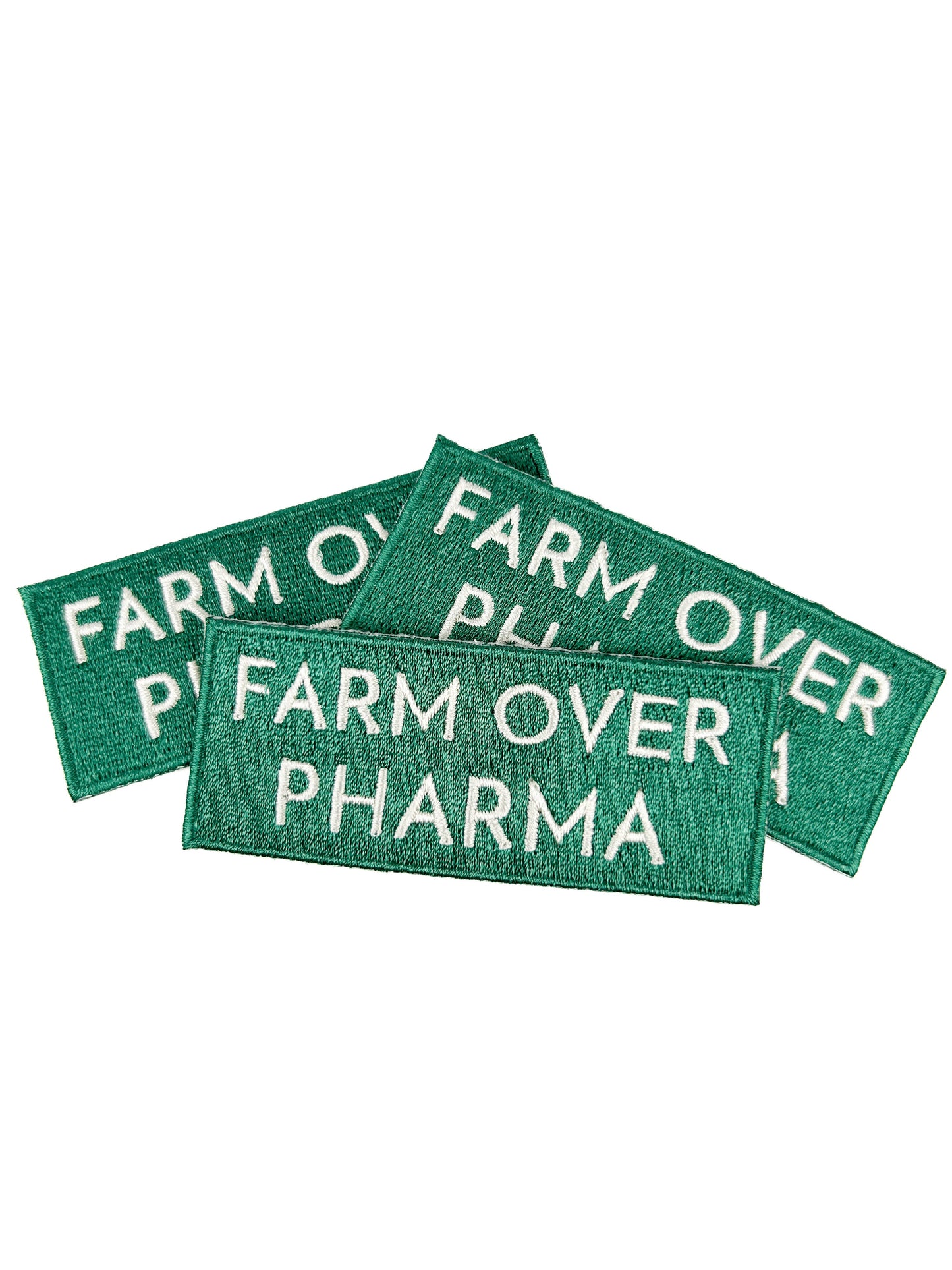 'Farm Over Pharma' Embroidered Iron-On Patch