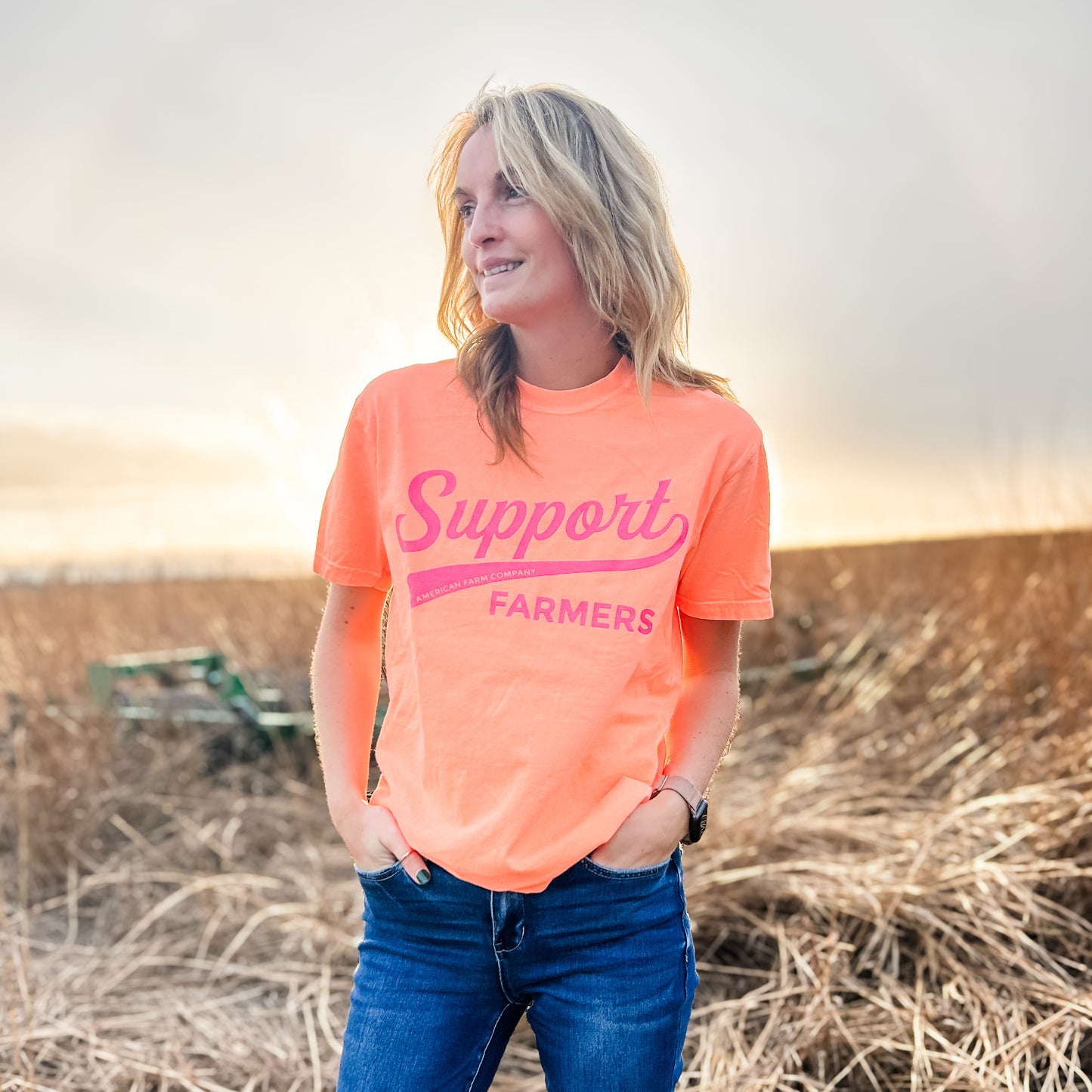 Neon Support Farmers Banner Tee