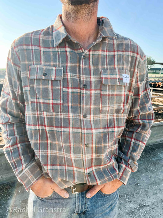 AFC Men’s Grey Plaid Flannel Shirt - American Farm Company