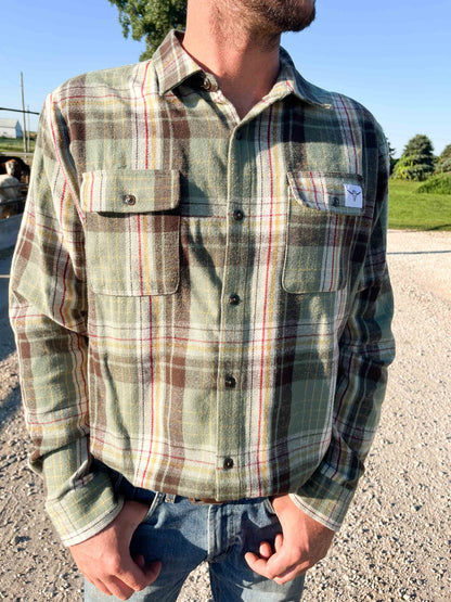 AFC Men’s Sage Plaid Flannel Shirt - American Farm Company