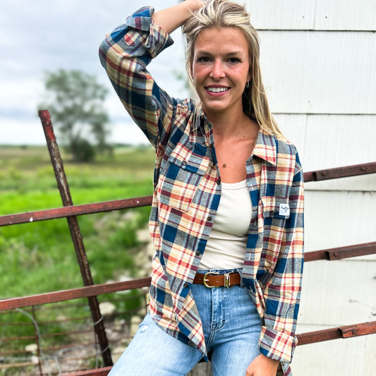 AFC Mustard Plaid Women’s Flannel Shirt - American Farm Company