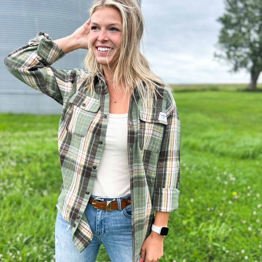 AFC Sage Plaid Women’s Flannel Shirt - American Farm Company