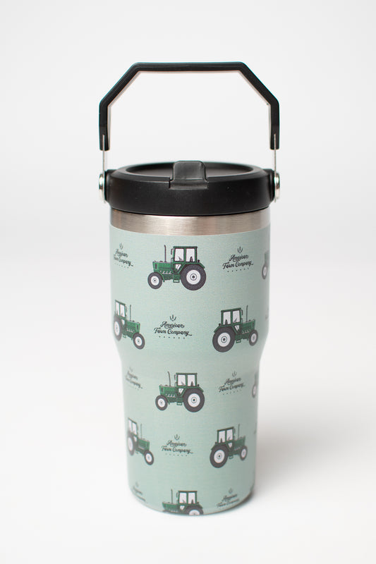 Green Tractor 20oz Kids Bucket Handle Tumbler