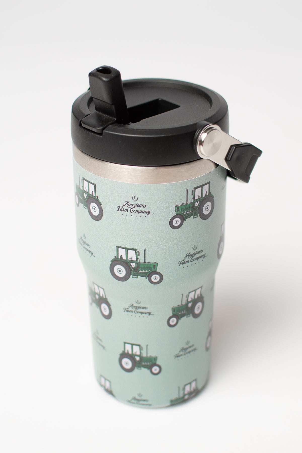 Green Tractor 20oz Kids Bucket Handle Tumbler