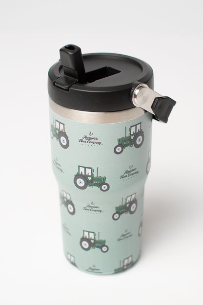 Green Tractor 20oz Kids Bucket Handle Tumbler
