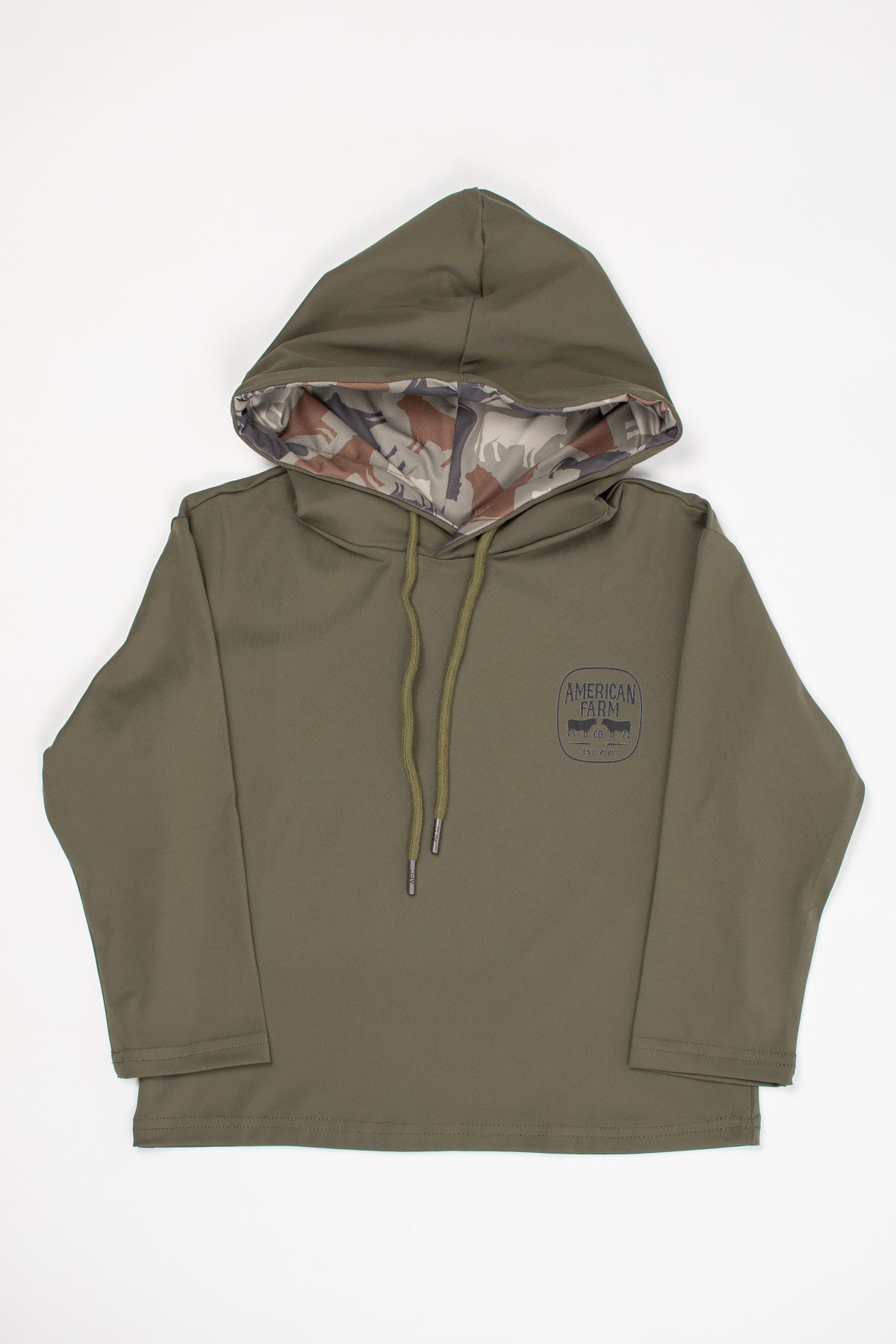AFC Olive Performance Toddler/Youth Hoodie w/ Cow Camo Hood
