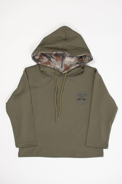 AFC Olive Performance Toddler/Youth Hoodie w/ Cow Camo Hood