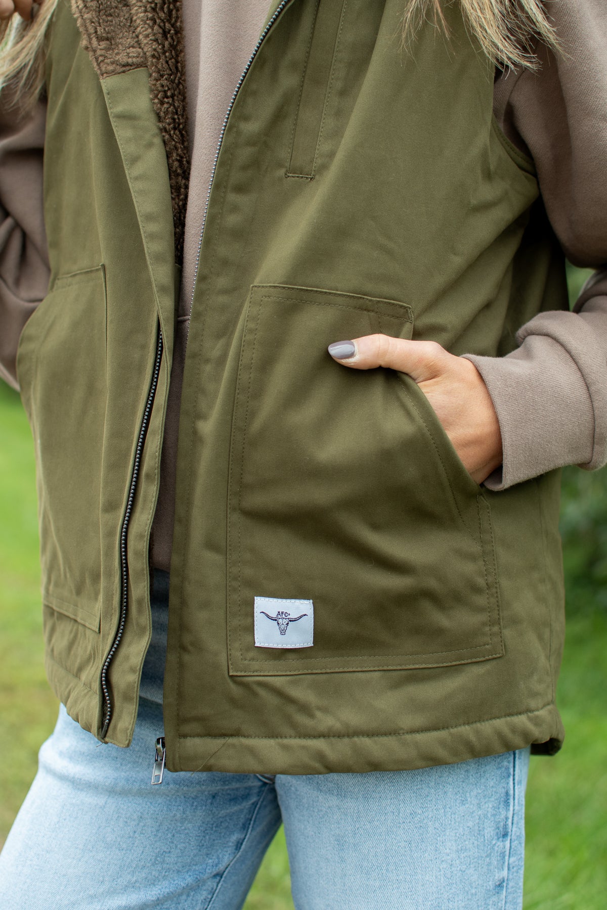 AFC Sherpa Lined Adult Vest - Forest Green