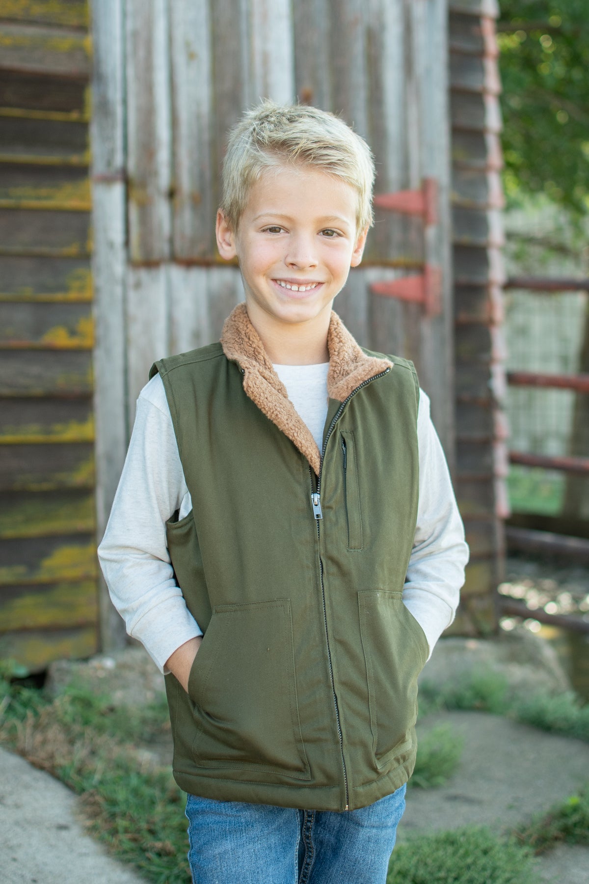AFC Sherpa Lined Toddler/Youth Vest - Forest Green