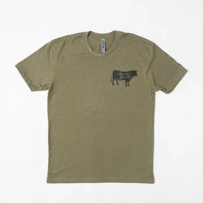 AFC Black Cow Logo Green Essentials Tee - American Farm Company