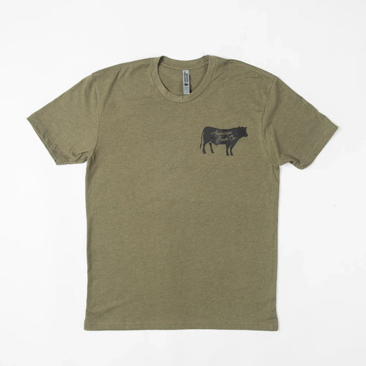 AFC Black Cow Logo Green Essentials Tee - American Farm Company