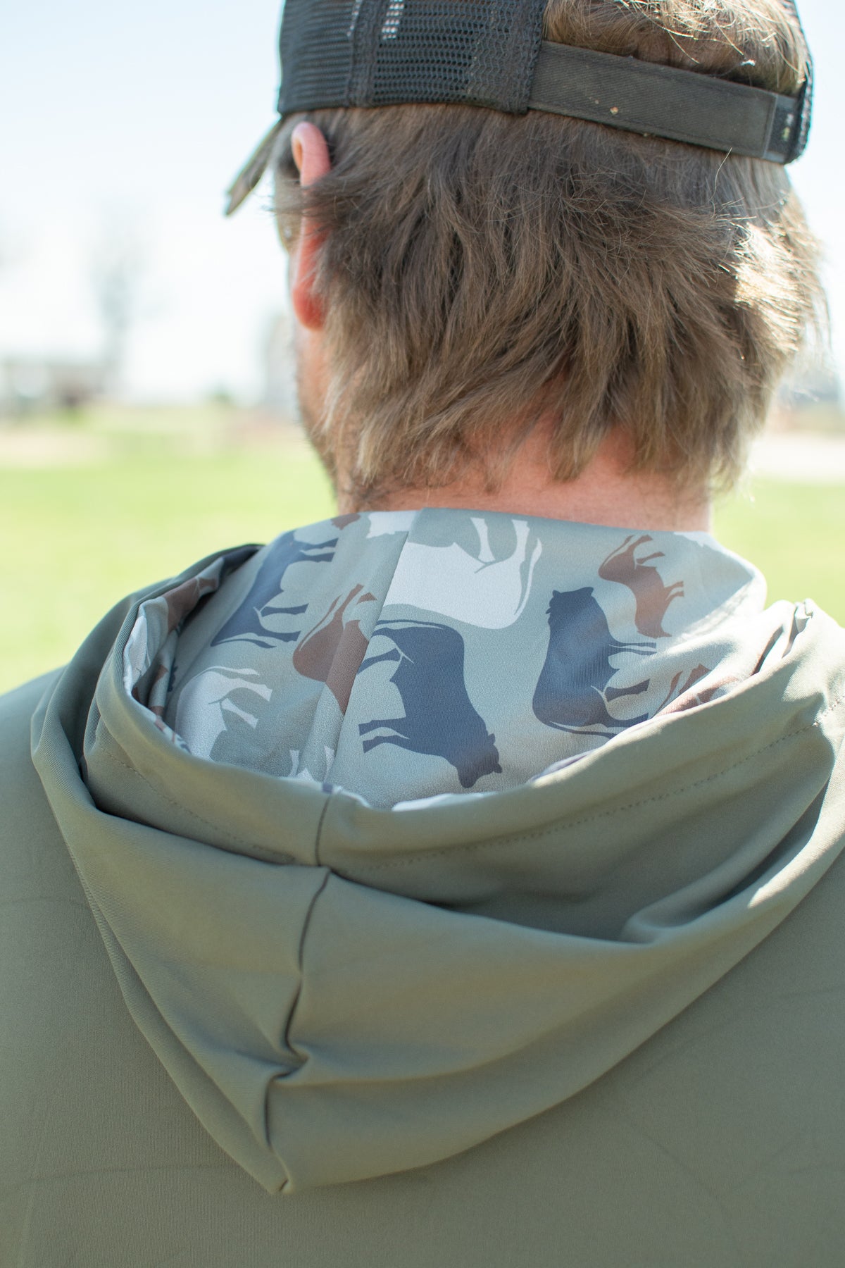 AFC Olive Performance Adult Hoodie w/ Cow Camo Hood