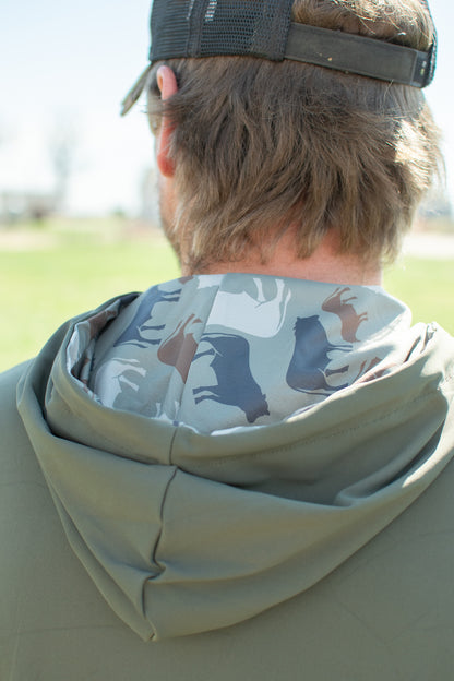 AFC Olive Performance Adult Hoodie w/ Cow Camo Hood