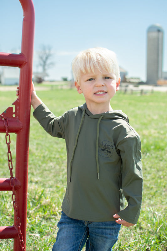AFC Olive Performance Toddler/Youth Hoodie w/ Cow Camo Hood