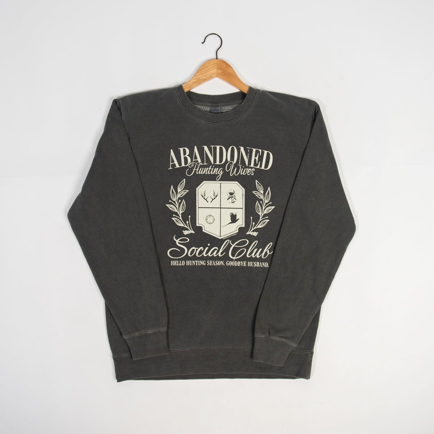 Abandoned Hunting Wives Club Washed Black Crewneck - American Farm Company