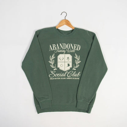 Abandoned Hunting Wives Club Washed Green Crewneck - American Farm Company