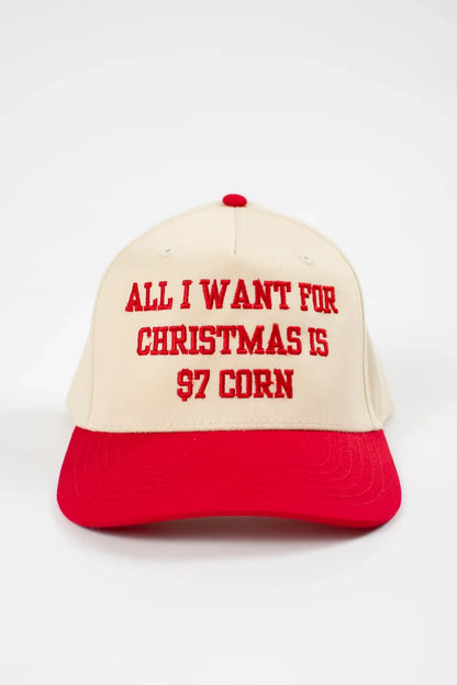 'All I Want For Christmas Is $7 Corn' Embroidered Trucker Hat