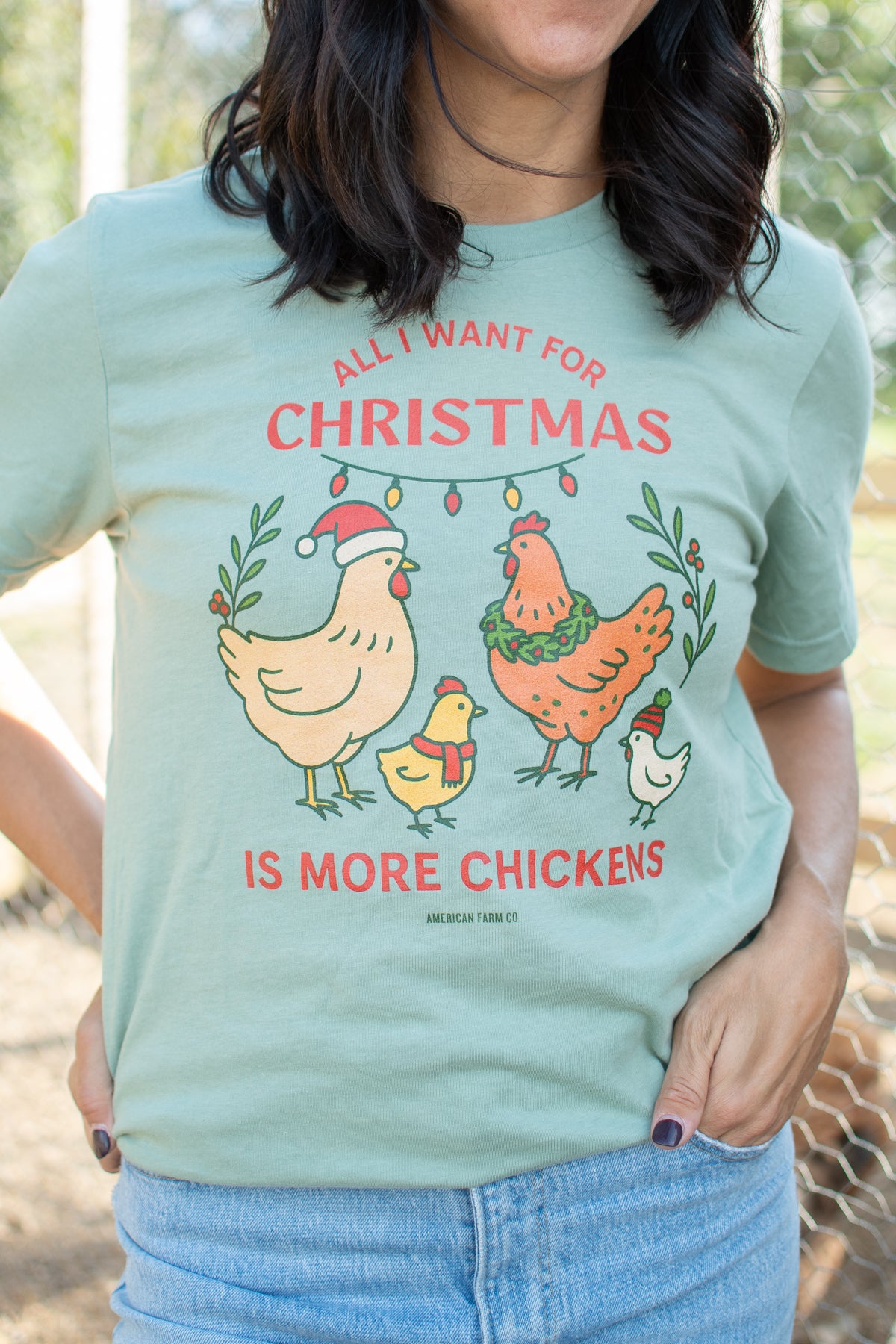 'All I Want For Christmas Is More Chickens' Sage Tee