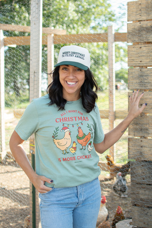 'All I Want For Christmas Is More Chickens' Sage Tee