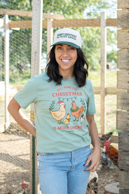 'All I Want For Christmas Is More Chickens' Sage Tee