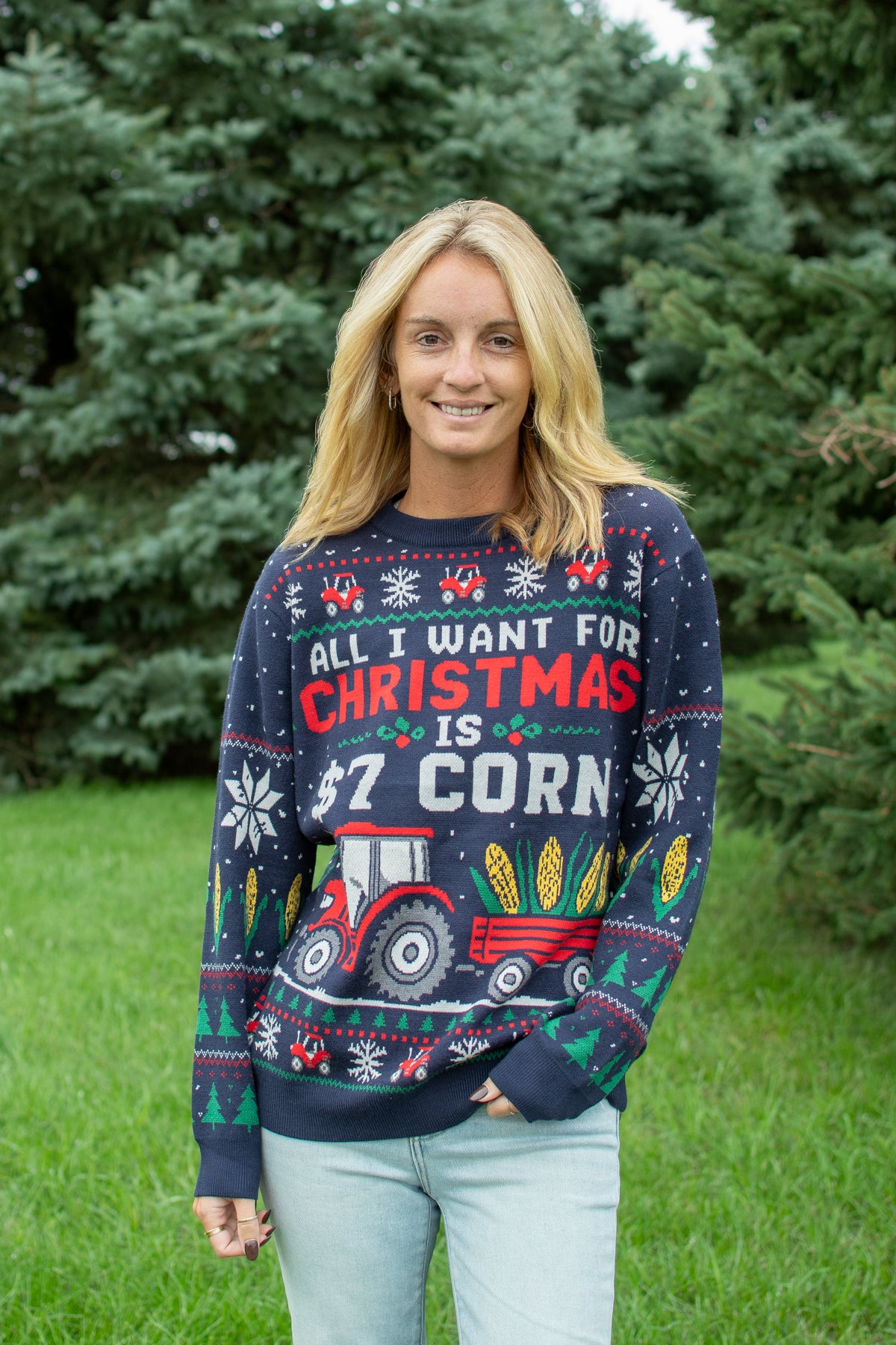 'All I Want for Christmas is $7 Corn' Knit Sweater