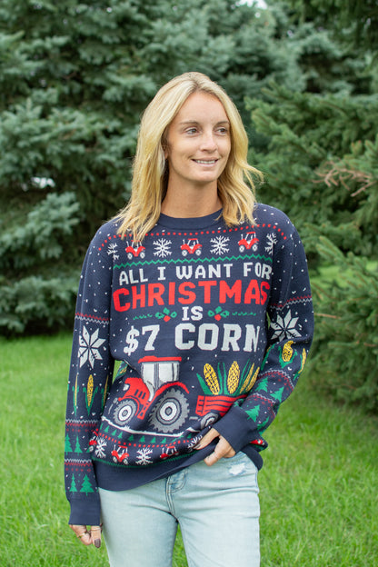'All I Want for Christmas is $7 Corn' Knit Sweater