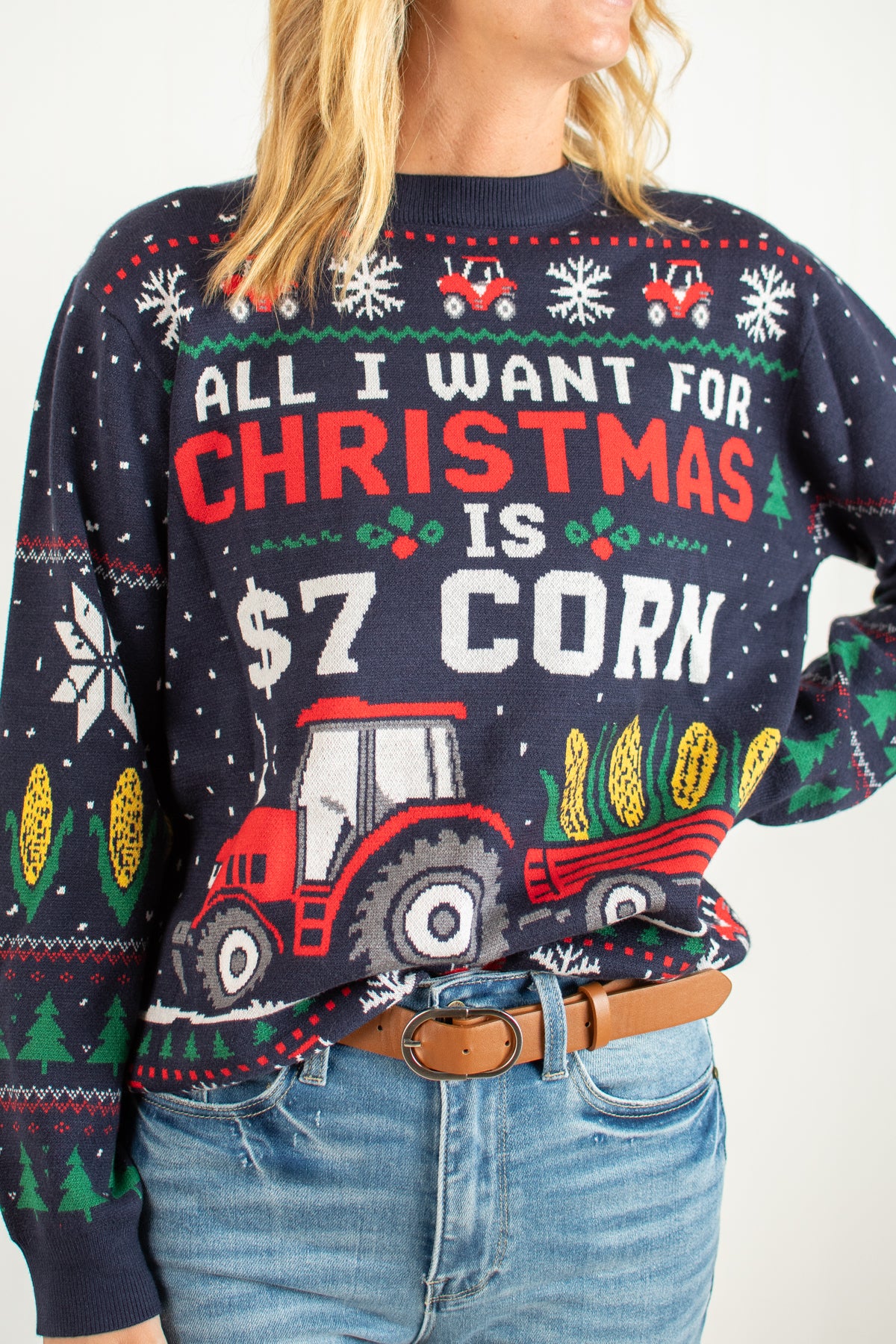 'All I Want for Christmas is $7 Corn' Knit Sweater