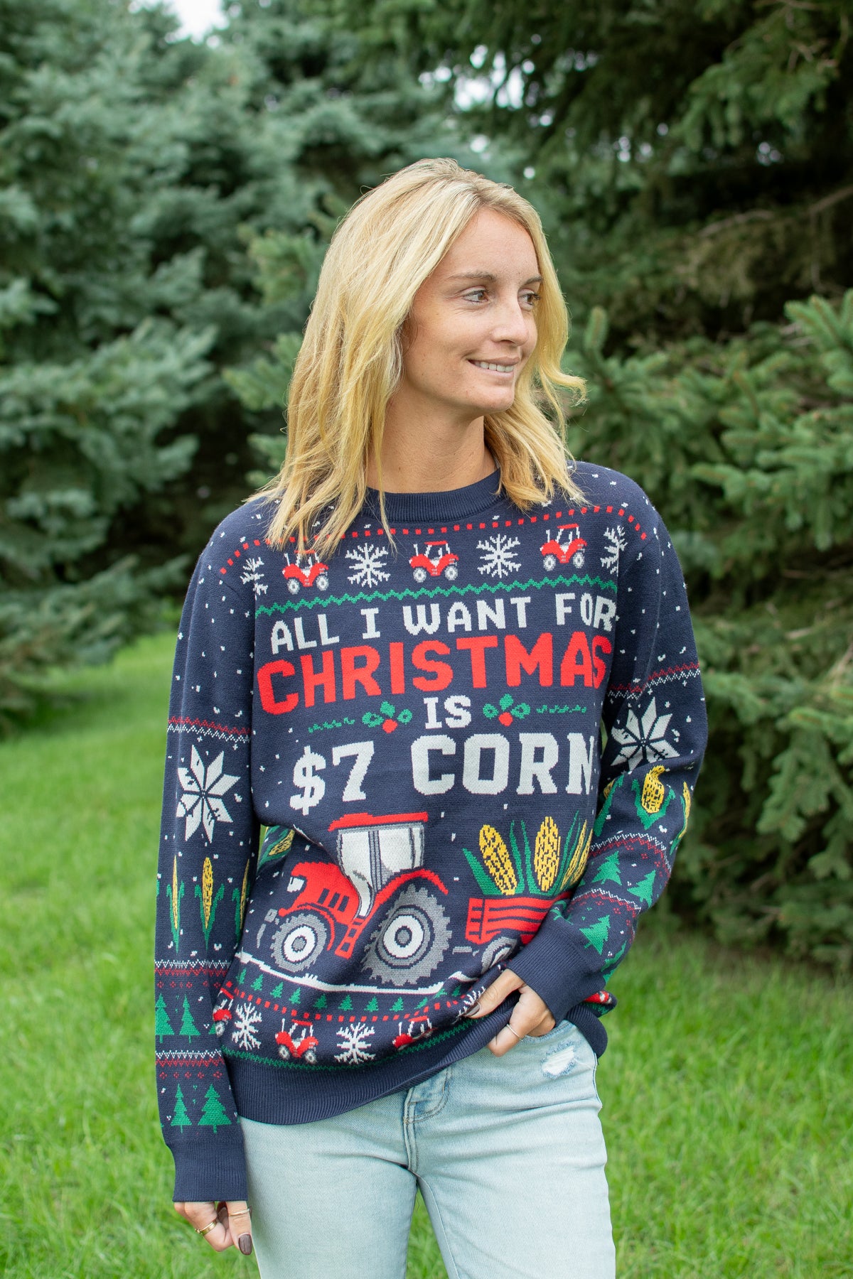 'All I Want for Christmas is $7 Corn' Knit Sweater