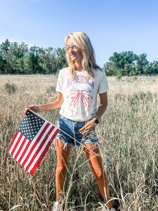 'America Land of the Free' Bow Tee