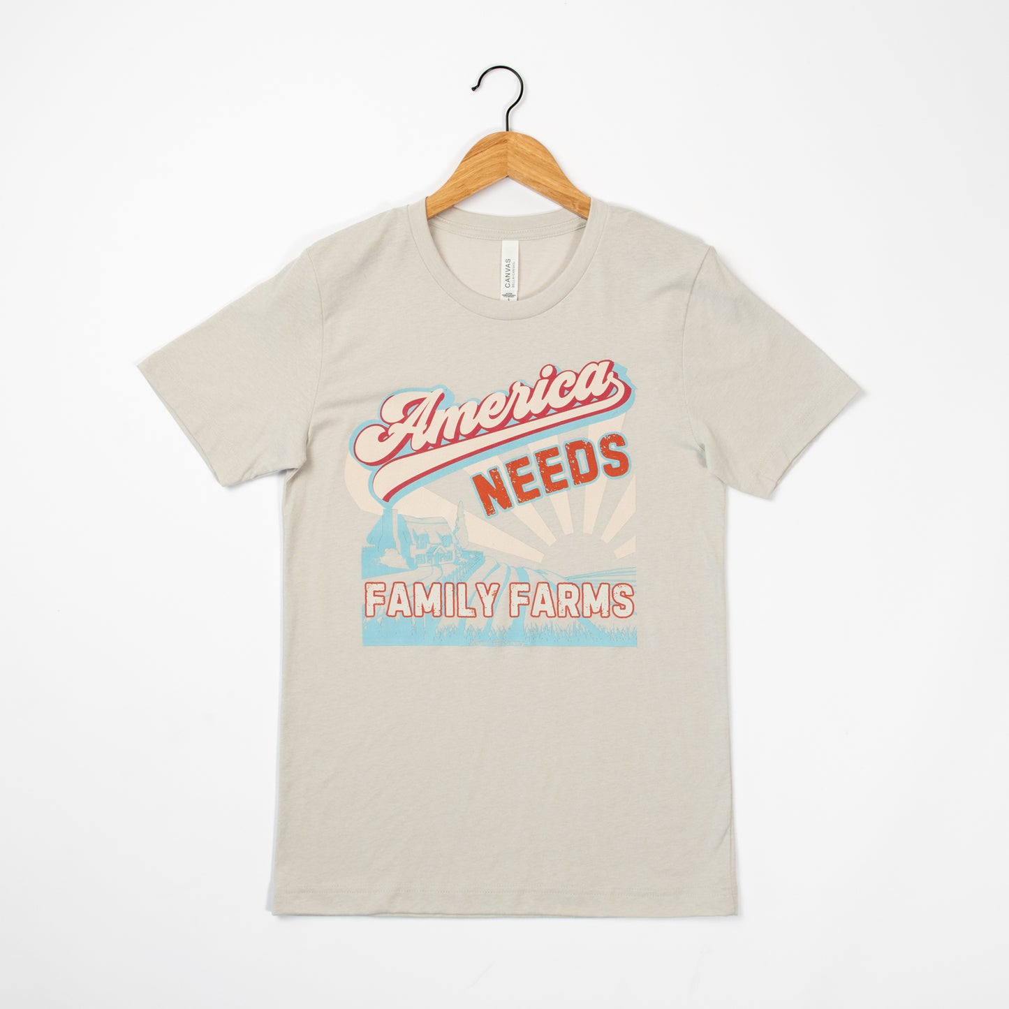 America Needs Family Farms Tan Tee