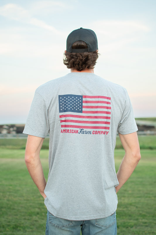 American Farm Company Flag Gray Essentials Tee
