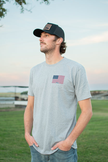 American Farm Company Flag Gray Essentials Tee