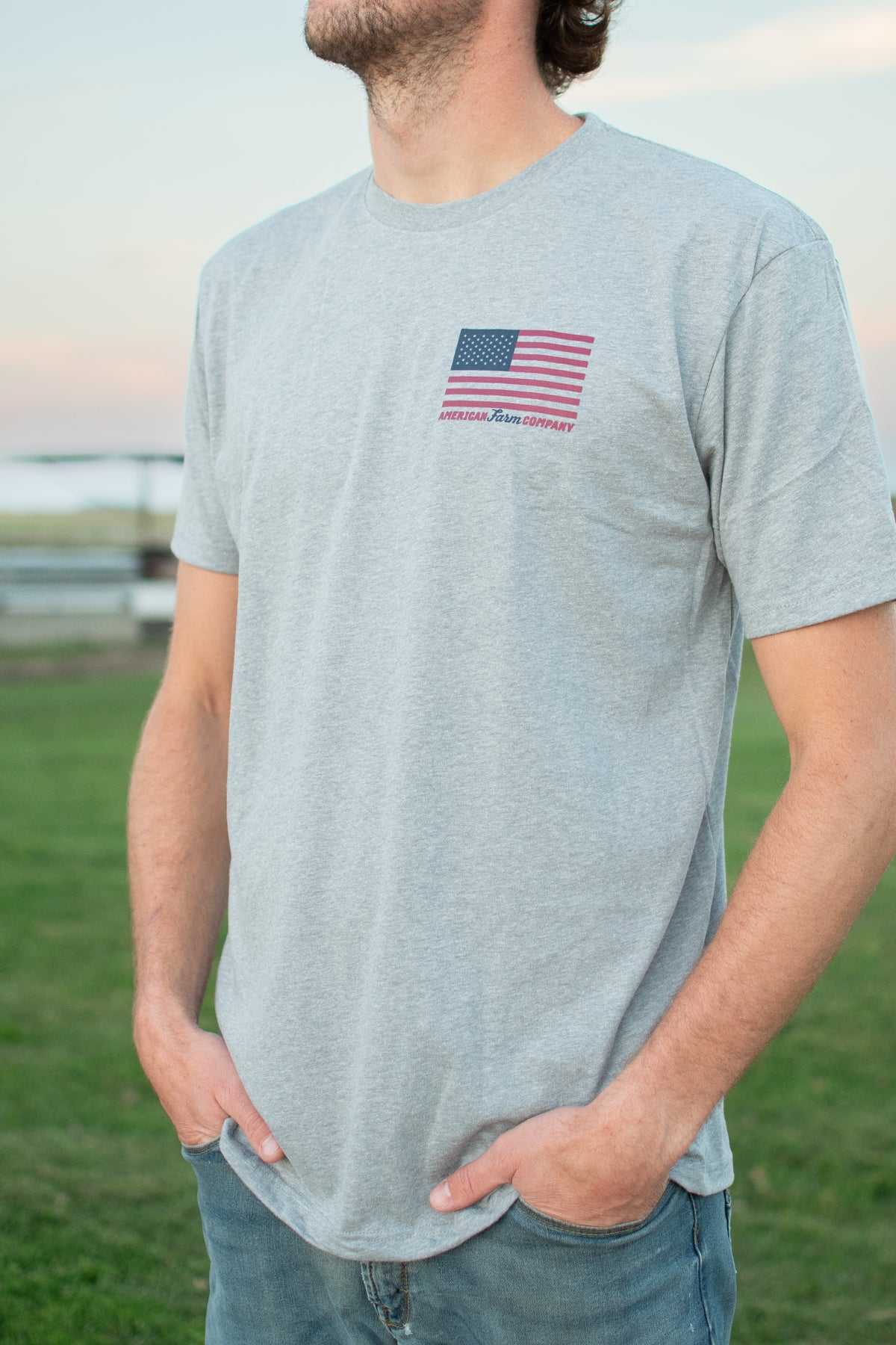 American Farm Company Flag Gray Essentials Tee