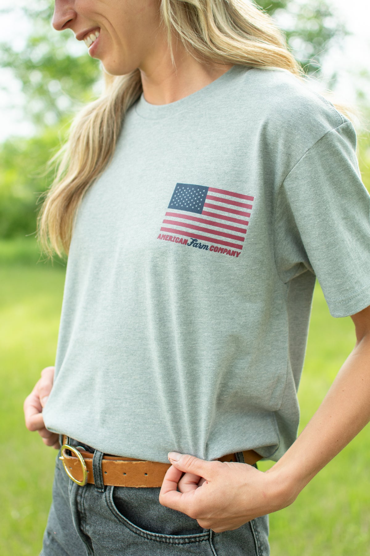 American Farm Company Flag Gray Essentials Tee