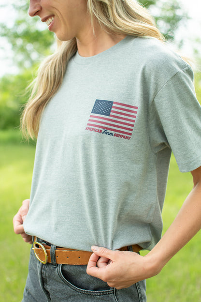American Farm Company Flag Gray Essentials Tee