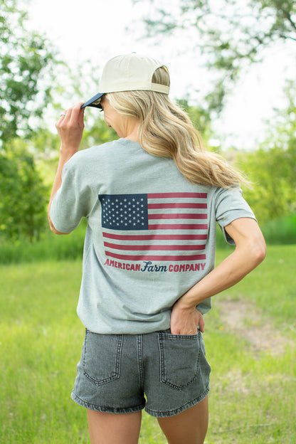American Farm Company Flag Gray Essentials Tee