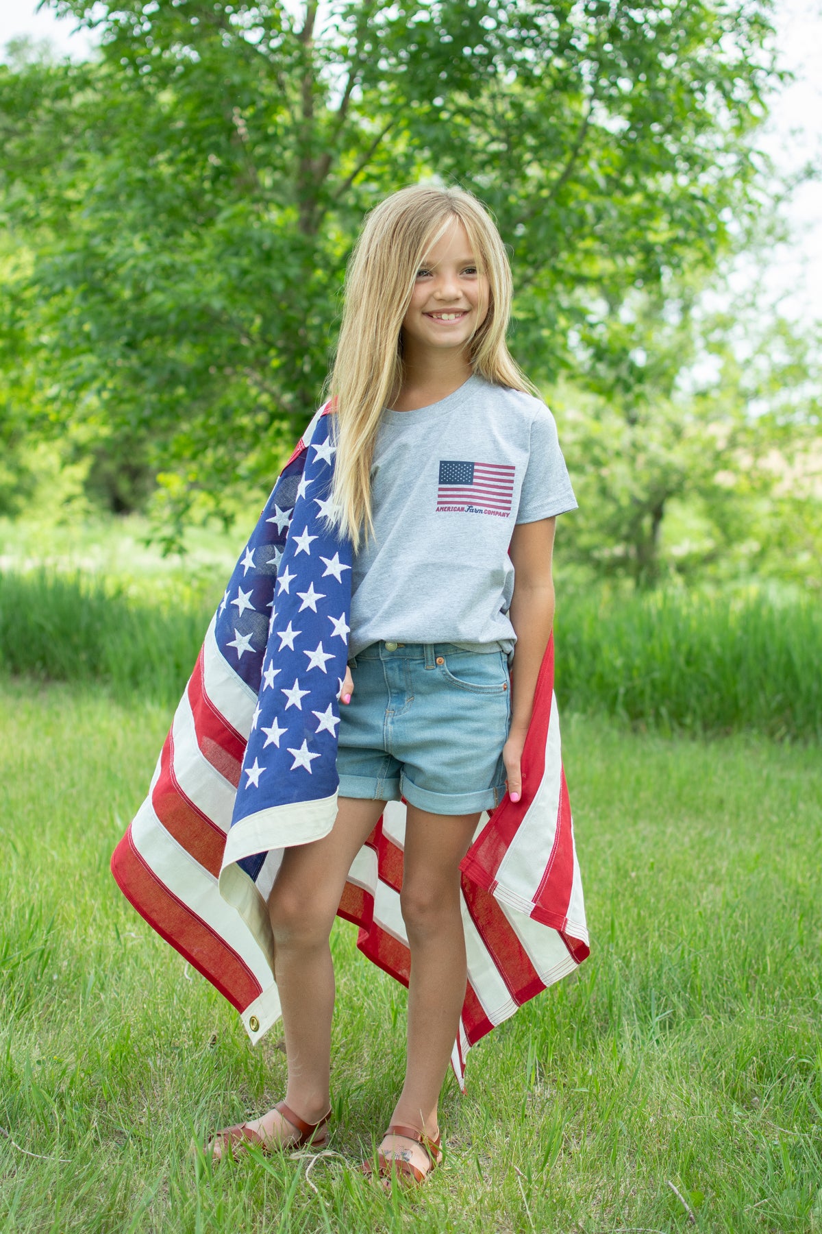 American Farm Company Flag Gray Toddler/Youth Tee