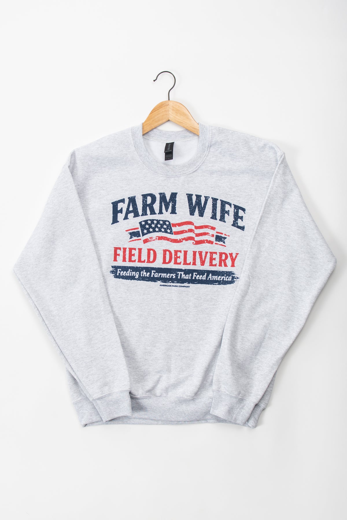 American 'Farm Wife Field Delivery' Ash Crewneck
