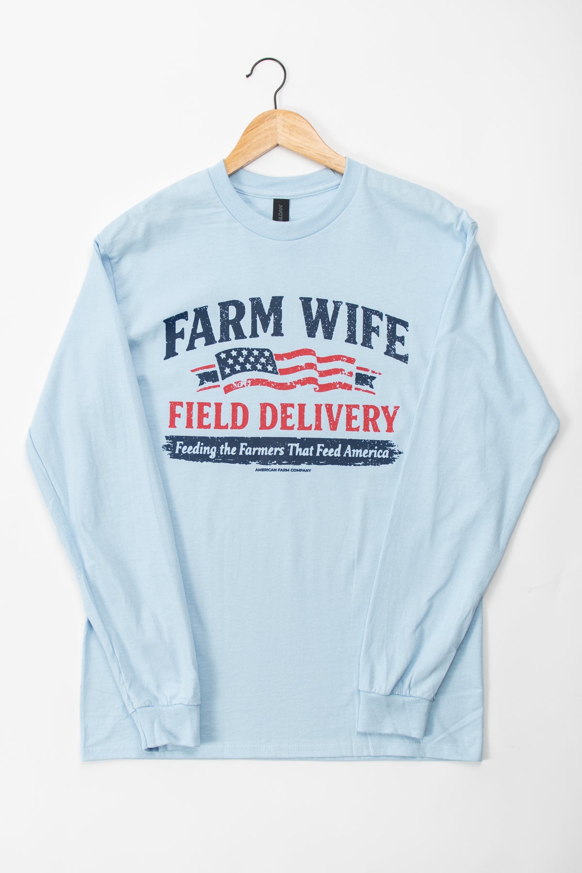 American 'Farm Wife Field Delivery' Blue Long Sleeve