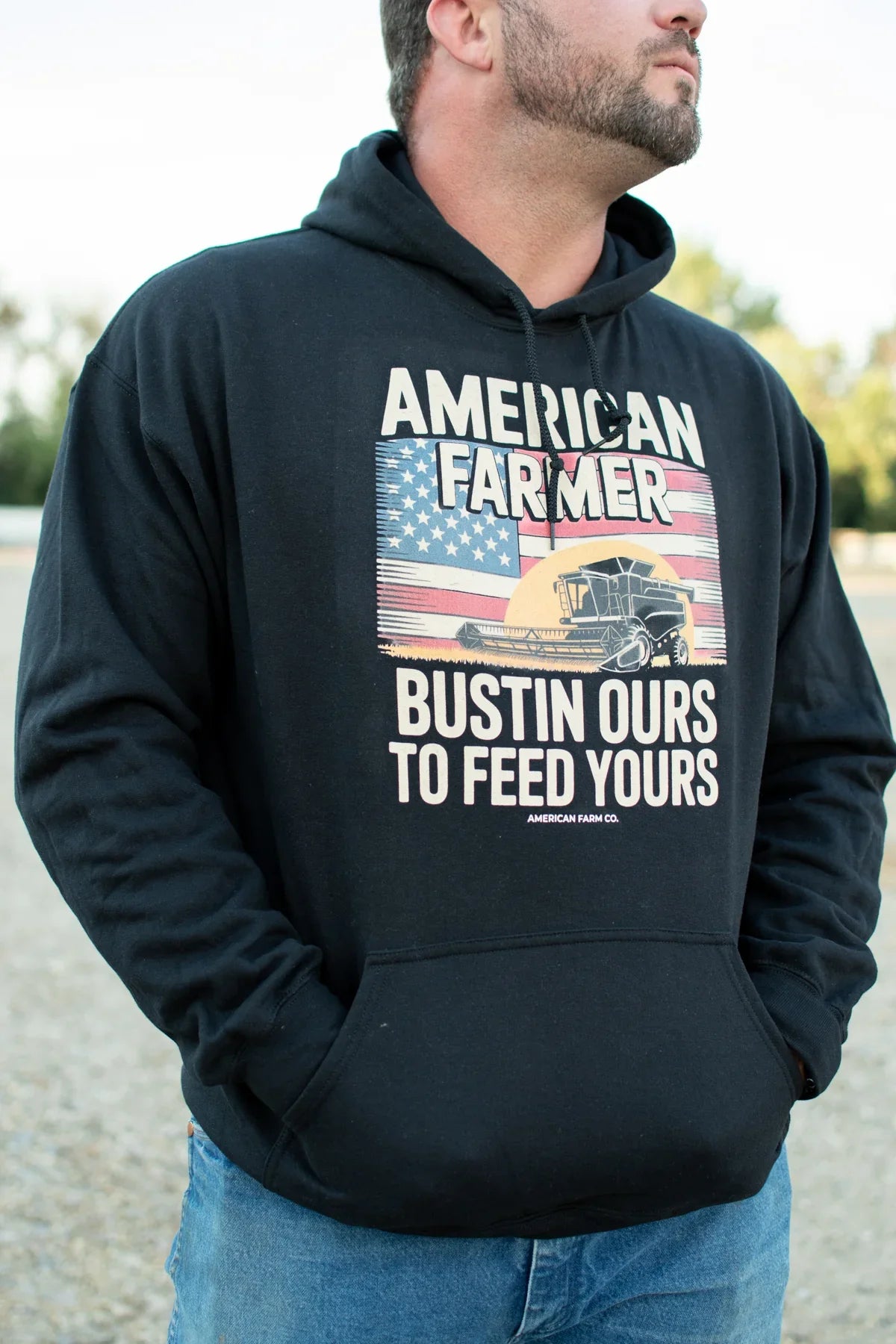 American Farmer Bustin Ours To Fee Yours Black Hoodie [M]