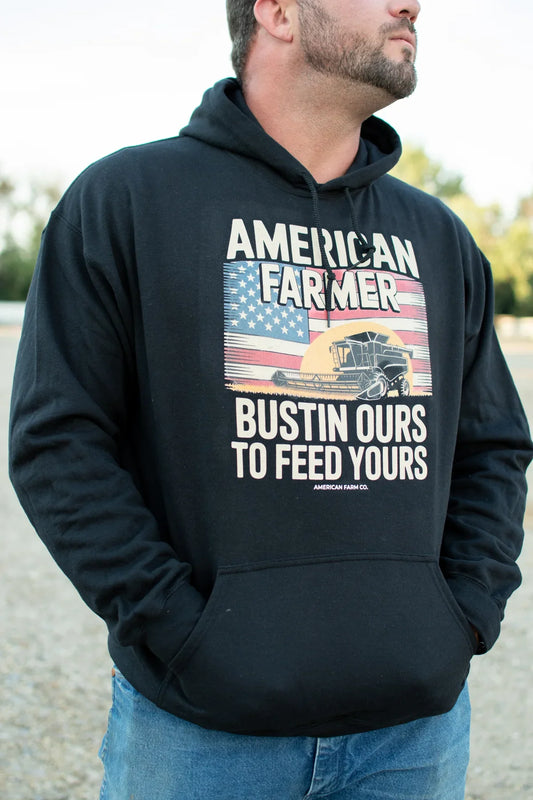 American Farmer Bustin Ours To Fee Yours Black Hoodie [M]