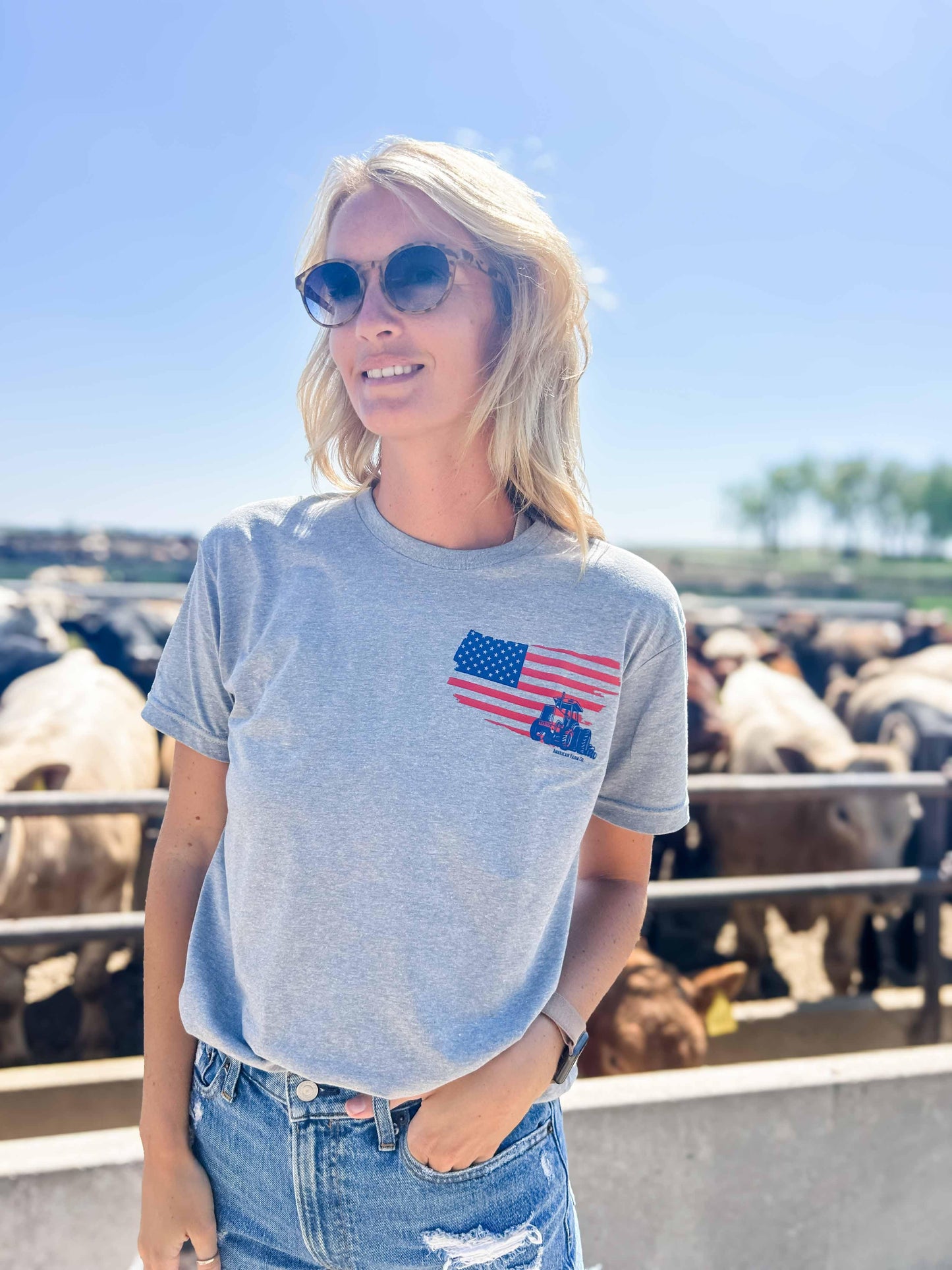 'American Farmer' Grey Tee